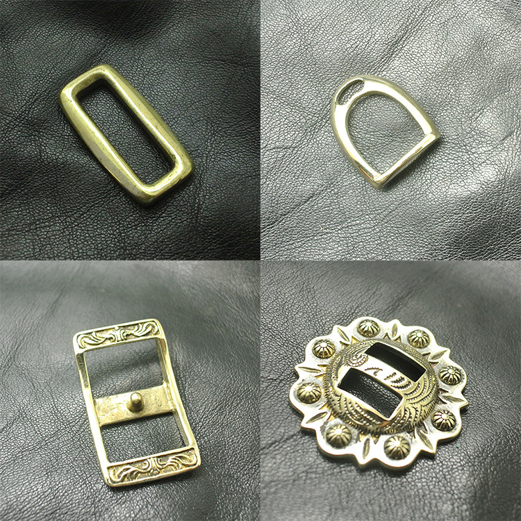 Dongguan broken copper pack hardware square button horse buckle button manual DIY leather bag brass accessories