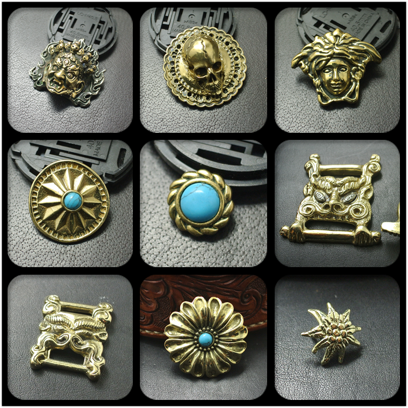 Dongguan broken copper pure black skeleton wealth button punk locomotive modified DIY handmade leather hardware books