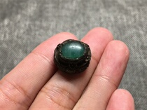 The handed down black paint ancient silver paste Qing Dynasty Su Gong with petals inlaid blue colored glaze treasure hat front headdress hat fidelity