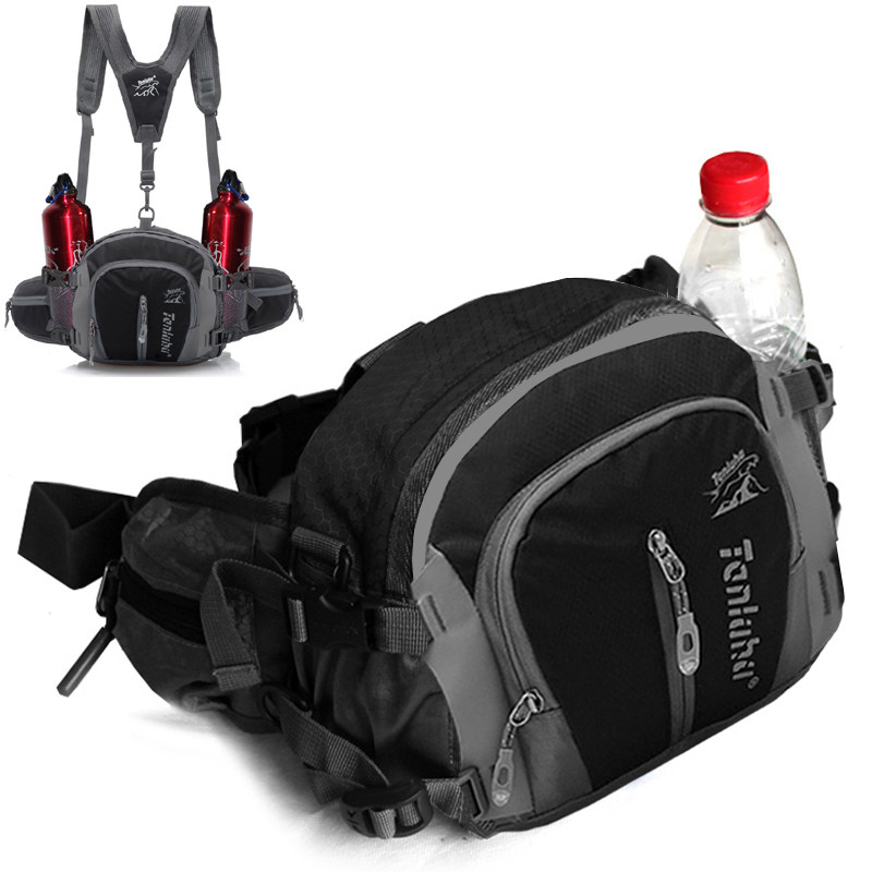 Multifunctional outdoor large capacity fanny pack Fashion waterproof shoulder kettle shoulder bag Men's and women's mountaineering photography riding back