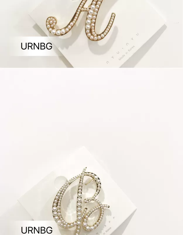 UNB .. Hàn Quốc Dongdaemun phù hợp với áo khoác bảng chữ cái hoang dã đơn giản nhỏ hương thơm gió ngọc trai lưới màu đỏ trâm - Trâm cài