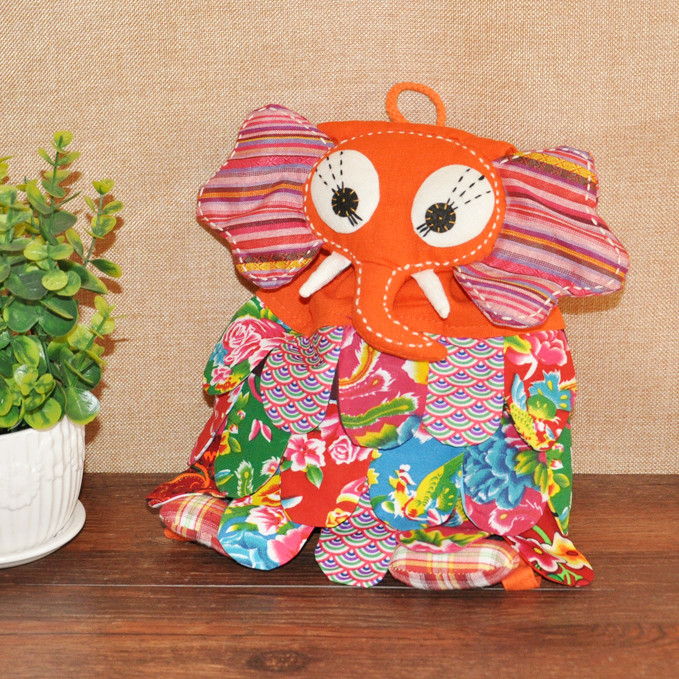 Yunnan national wind features small beloved animal elephant shoulder bag bag bag handmade cloth - arts Lijiang