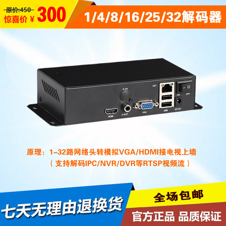 4 9 16 25 32CH 5 million HD network video decoder monitor on wall decoder Hikvision