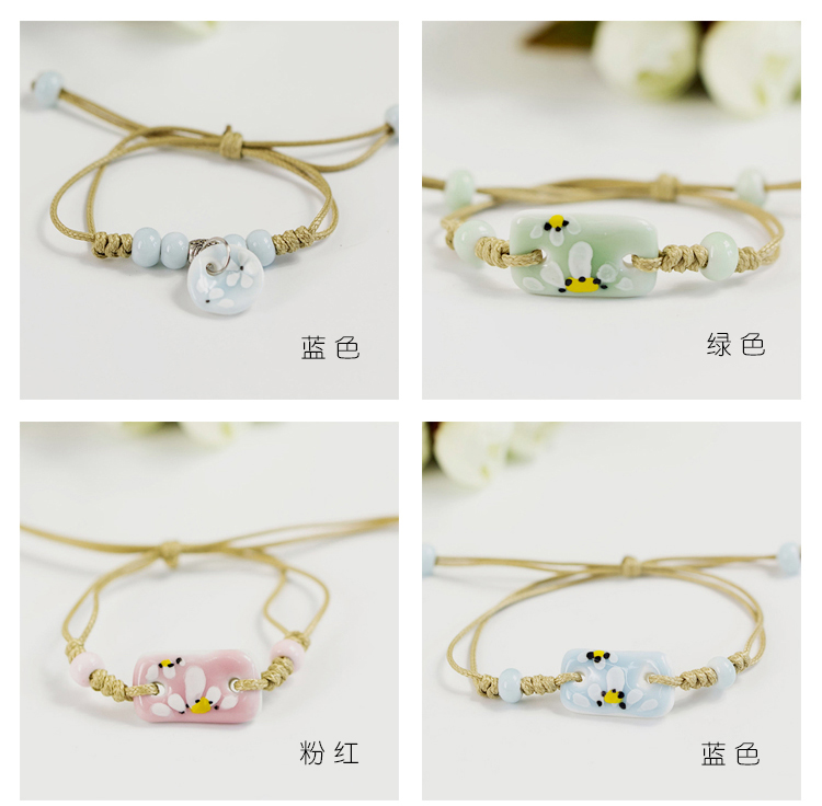 Vòng tay bằng sứ cho gạo dệt tay phiên bản Hàn Quốc của nữ sinh viên đơn giản bạn gái Nghĩa trang sức nhỏ vòng phong thuỷ