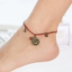 Mười hai chòm sao dây đỏ vòng chân nữ phiên bản Hàn Quốc Sinh viên đơn giản dệt tay cá tính chuông trang sức gốm cổ điển - Vòng chân lắc chân vàng tây