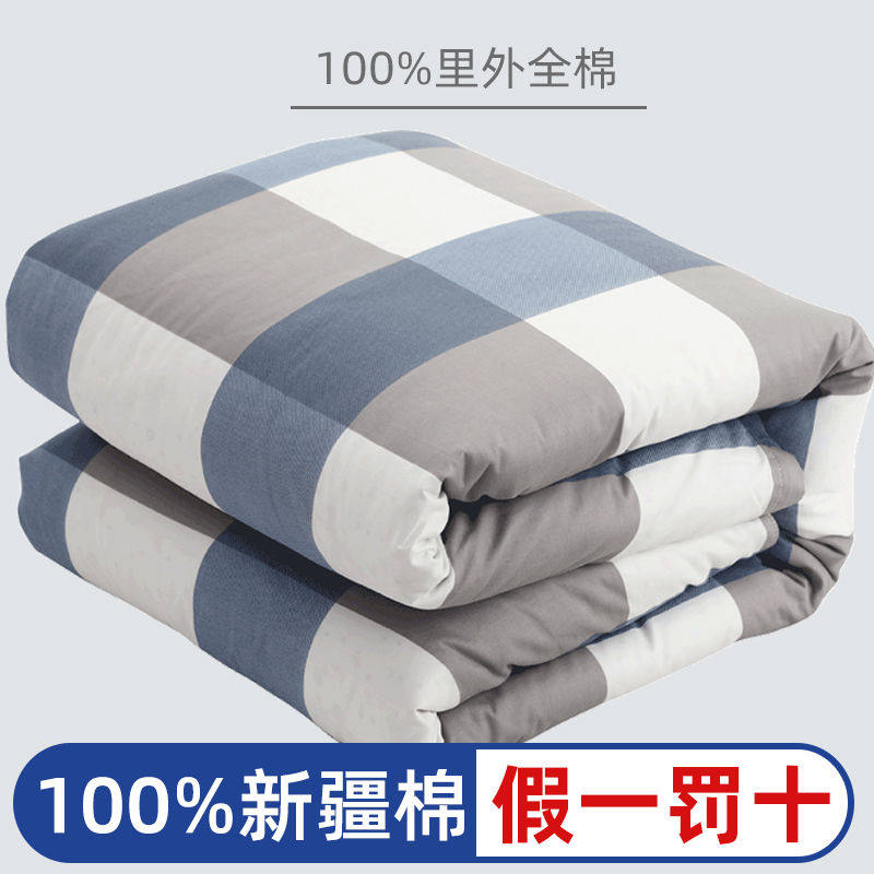 Cotton with quilt cover quilted by single person Dormitory Student Quilt Plus Quilt Cover Removable Unwashed Full Cotton Quilt Core by Spring and Autumn