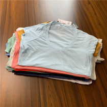 Short sleeve 4 adult female section soft and thin large round collar short sleeve T-shirt undershirt pure color ensemble