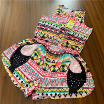 Girl child sleeveless vest pendant with pants one-piece pants 8-16 years old