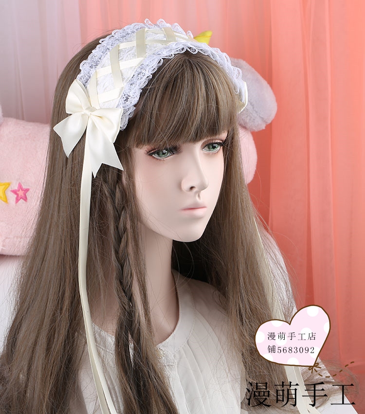 Nhật Bản mềm mại em gái Lolita trắng ren mũ lori ngọt ngào vẻ đẹp hoang dã kc tóc ban nhạc phụ kiện tóc trâm cài tóc