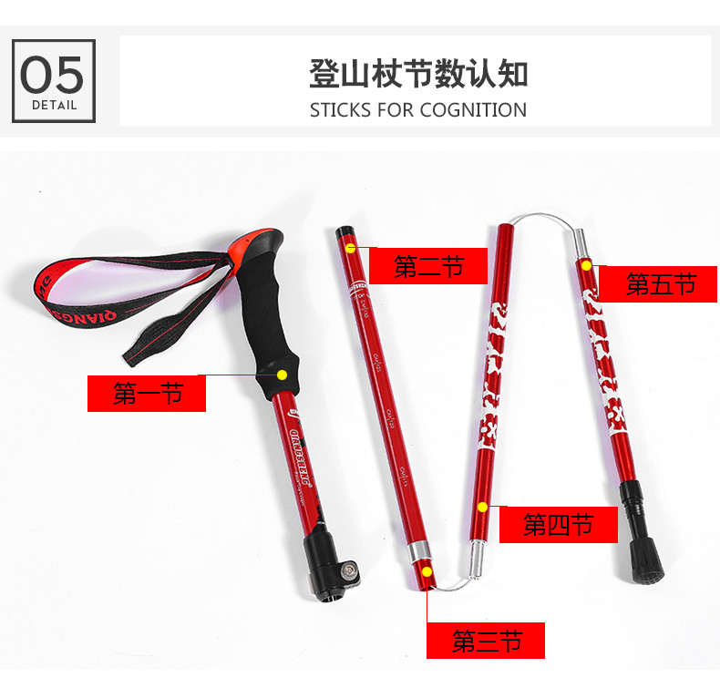 Mạnh mẽ siêu nhẹ carbon gấp trekking cực di động 5 phần kính thiên văn siêu ngắn đi bộ ngoài trời leo núi khóa đi bộ - Gậy / gậy gậy cho người già