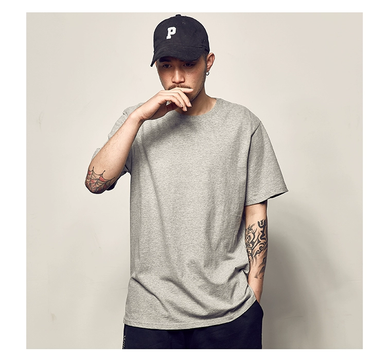Đường nam mùa hè New American Casual Màu rắn Áo thun ngắn tay Áo sơ mi nam Joker hợp thời trang Vòng cổ cotton TEE áo thun polo