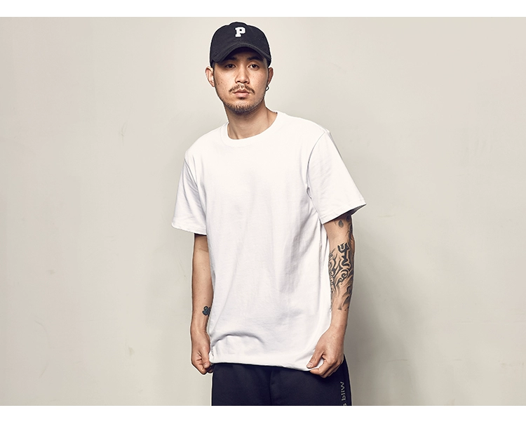 Đường nam mùa hè New American Casual Màu rắn Áo thun ngắn tay Áo sơ mi nam Joker hợp thời trang Vòng cổ cotton TEE áo thun polo