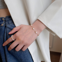 Natural freshwater pearl bracelet female niche light luxury simple ins cold wind retro Joker best friend gift