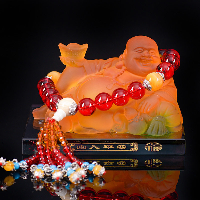 Car ornaments, car perfume seats, interior decorations, glazed Maitreya Buddha statues, creative and safe decoration supplies Daquan