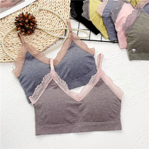 Pretty woven underwear Comfortable modal sexy color lace beauty back Adjustable thin shoulder strap base small suspender bra