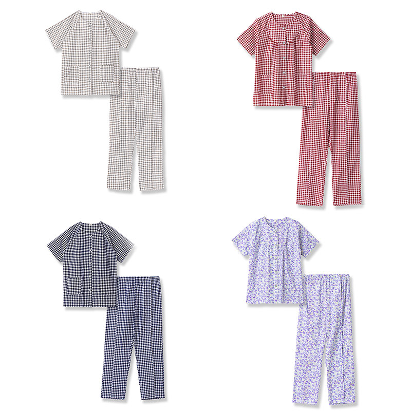 Medical chlorine-resistant bleaching cotton easy to wear and take off nursing clothes paralyzed bed-ridden fracture patient clothes elderly one-piece hospital clothes