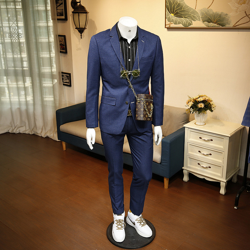 136524 autumn winter new thick Korean version Body Business Positive Dress Wedding Men Casual Suits Groom Two-piece Style Suit