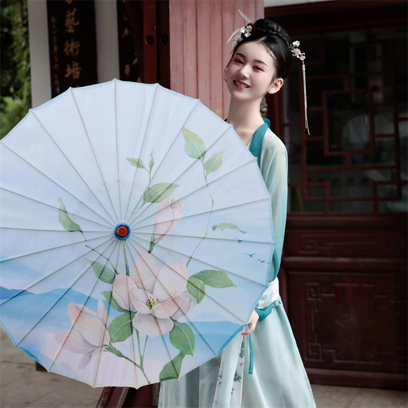 Dance Performance Umbrella Silk Umbrella Printed Umbrella Qipao Walking Show Umbrella Photo Props Umbrella Vintage Suspended Ceiling Decoration Umbrella