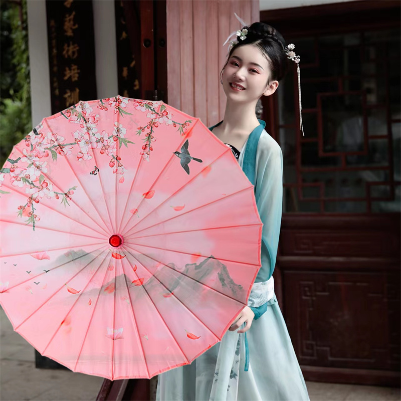 Ancient clothes umbrella oil paper umbrella dance umbrella performance silk cloth Rain-proof flow Sugu Wind Classical Jiangnan China Wind Decoration Umbrella