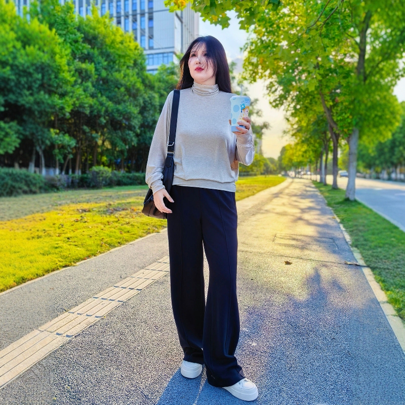 Plus Size Women's Clothing for Fat Women 2026 Autumn and Winter, Thick and Versatile, Leg-Slimming, Straight Narrow Version, High-Elastic Wide-Leg Pants, Multi-Color Recommendation