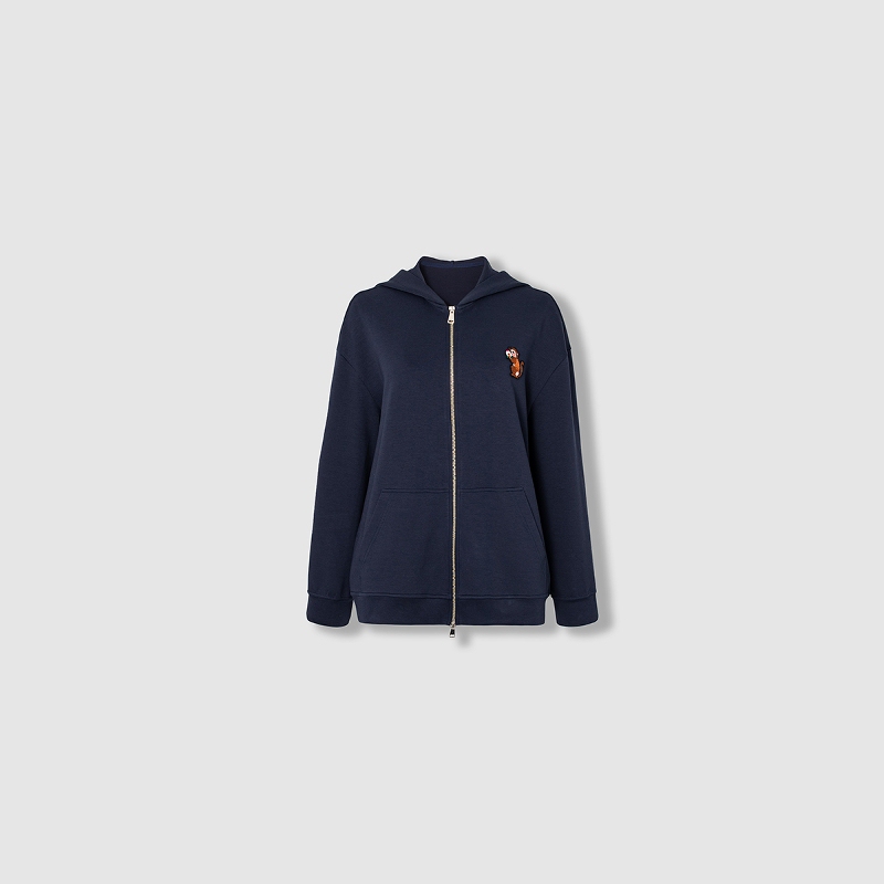 Plus Size Women's Clothing for April 9Th, Fat mm 2026 Spring Embroidered Cotton-Feel Casual Hooded Sweatshirt Jacket