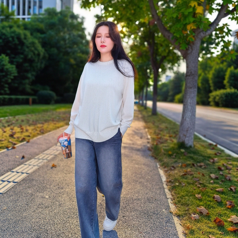Plus-Size Women's Clothing for April 9Th, Fat mm 2026 Autumn and Winter Scythe-Shaped Wide-Leg Long Jeans, Great Fit, Three Colors