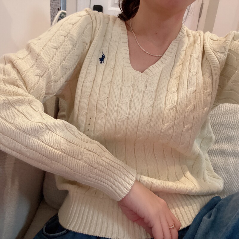 Polo Ralph Lauren Women's New Knit Round Neck/V-Neck Cable Knit Cotton Sweater Direct Shipping 1