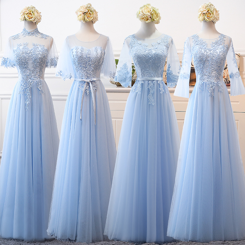 Bridesmaid Dress 2026 New Summer Style for Sister Group, Best Friends, Blue Performance Dress, Long Fairy-Like Elegant Annual Party Dress for Women, Slimming Effect Bridesmaid Dress 2026 New Summer Style for Sister Group, Best Friends, Blue Performance Dress, Long Fairy-Like Elegant Annual Party Dress for Women, Slimming Effect