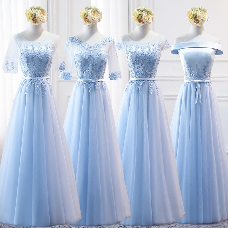 Bridesmaid Dress Long Style 2026 New Blue Korean Version Slimming Bridesmaid Dress Sister Group Party Host Evening Dress