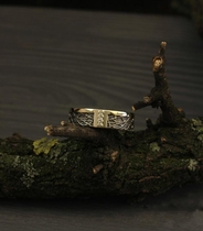 Ukrainian Unique㊣ handmade gorgeous and exquisite sparkling diamond inlaid 14k gold mesh mens ring