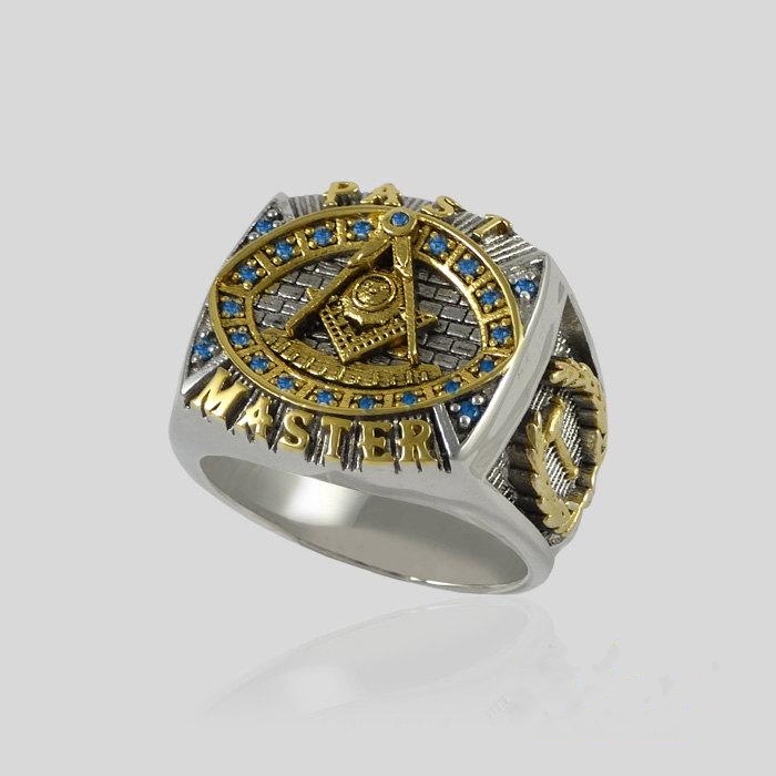 American Masonic : Hand of the Renaissance Masonic sign ring 18K gold plated men's ring