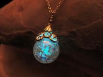 Canadian Magic ◇ hand-made vintage gift Magic ball torus blue luminous pendant sterling silver necklace