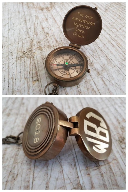 Compass㊣Turkish Handmade Charming Vintage Gift Personalized Engraved Brass Compass Necklace