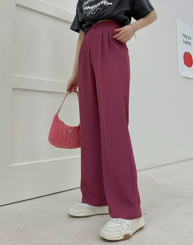 Lieer Lierkiss [штаны с малиновыми западными танцами], тонкие, свободные, высокие, высокие, высокие брюки с широкими вайсами 22kz6021