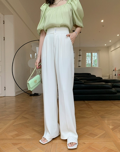 Lieer Lierkiss [штаны с малиновыми западными танцами], тонкие, свободные, высокие, высокие, высокие брюки с широкими вайсами 22kz6021