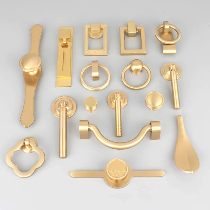 Pure Brass Handle American Drawer Quadrilateral Pull Ring Chinese Classical Furniture Wardrobe Door Single Hole Pendant copper handle