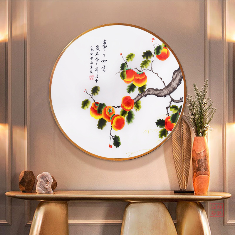 Su Embroidery Embroidered Drawing Living Room Hung Painting Round Affair with Ruyi Tomatoes Cucusus suchengguan Suzhou Pure Artisanal Decoration Painting