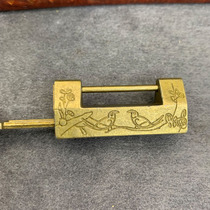 Flower Bird Lock Retro cross padlock Chinese made old padlock horizontal open antique bronze lock ancient old lock retro code