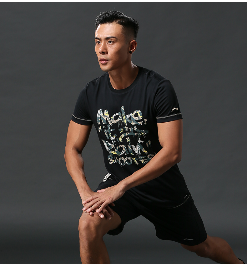 Li Ning Thể Thao Phù Hợp Với Nam Giới Mùa Hè Chạy Hai mảnh Tập Thể Dục Đặt Quần Short Giản Dị Ngắn Tay Áo Tập Thể Dục Đặt Người Đàn Ông bộ nỉ adidas