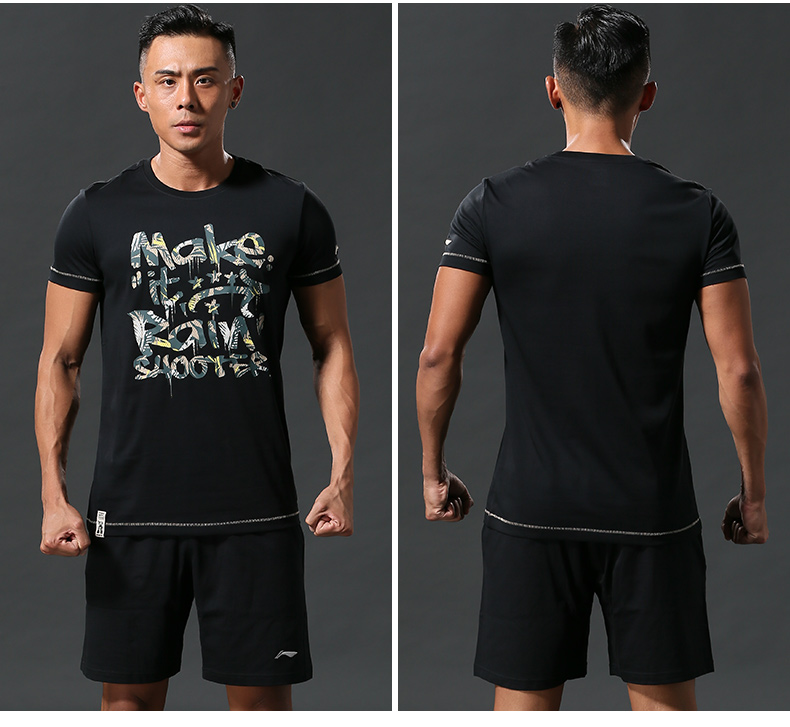 Li Ning Thể Thao Phù Hợp Với Nam Giới Mùa Hè Chạy Hai mảnh Tập Thể Dục Đặt Quần Short Giản Dị Ngắn Tay Áo Tập Thể Dục Đặt Người Đàn Ông bộ nỉ adidas