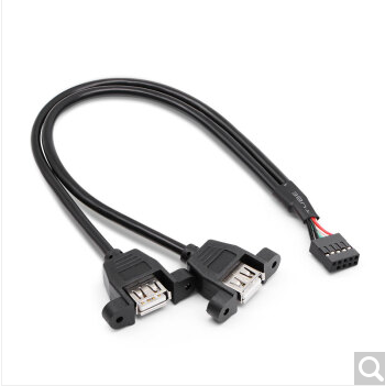 Motherboard 9pin to USB2.0 two extension with screw holes fixed 9 stitches to USB2 port baffle