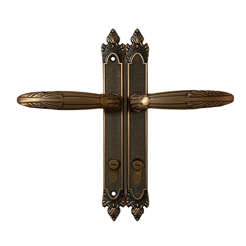 Outdoor aluminum art courtyard door lock villa wall door handle European style red bronze wrought iron door zinc alloy narrow side lock