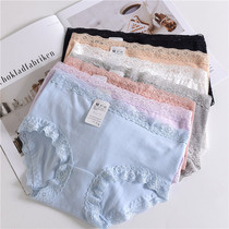 Foreign trade underwear women export Japan single stretch lace soft cotton abdomen no trace waist size breifs