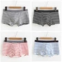 Đồ lót nam Eo nam Boxer Thanh niên Cotton Thể thao Phong cách Harajuku Thời trang Sọc răng Đầu quần lót đùi nam