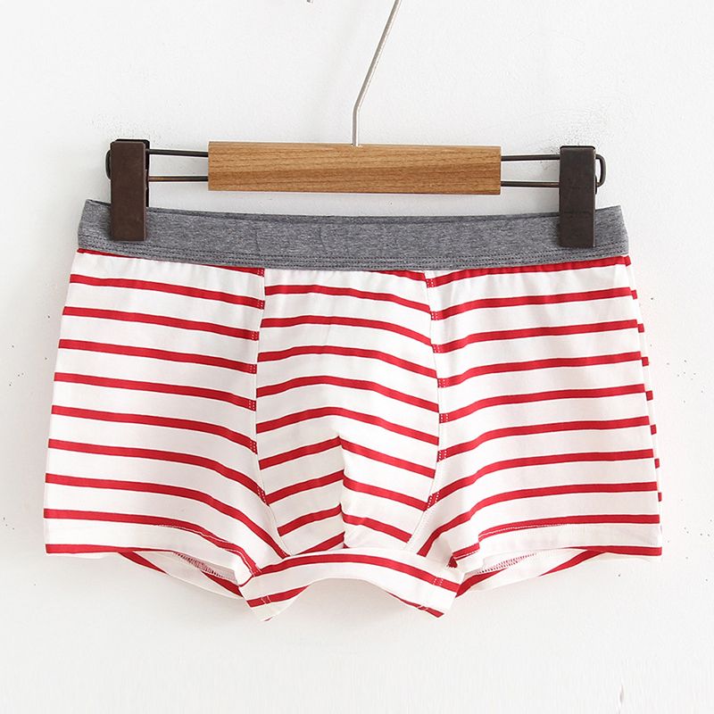 Đồ lót nam Eo nam Boxer Thanh niên Cotton Thể thao Phong cách Harajuku Thời trang Sọc răng Đầu quần lót khe nữ triumph