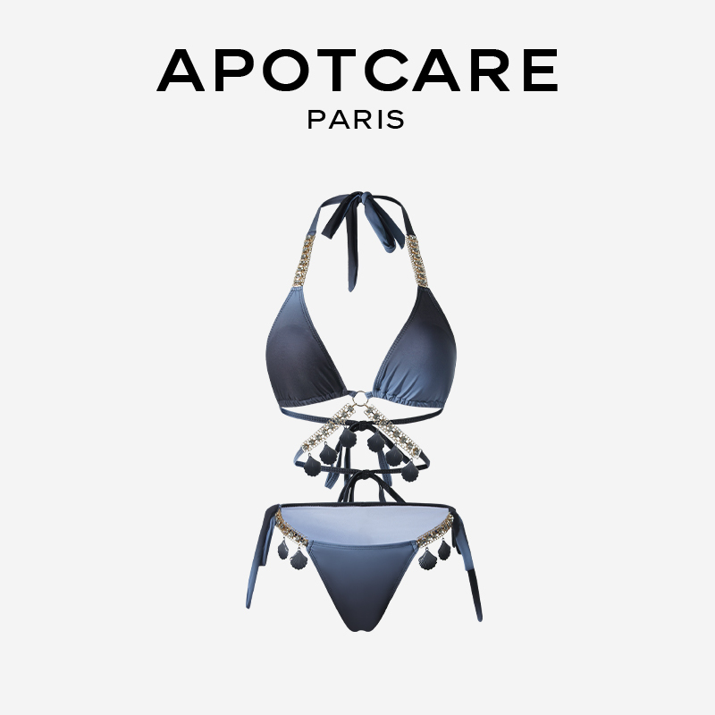 French Apotcare New Sexy Bikini with Tie Gradient Print Women's Two-Piece Swimsuit Crystal Swimwear