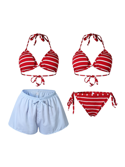 法国 APOTCARE 条纹性感比基尼度假海岛沙滩泳衣泡温泉少女游泳衣