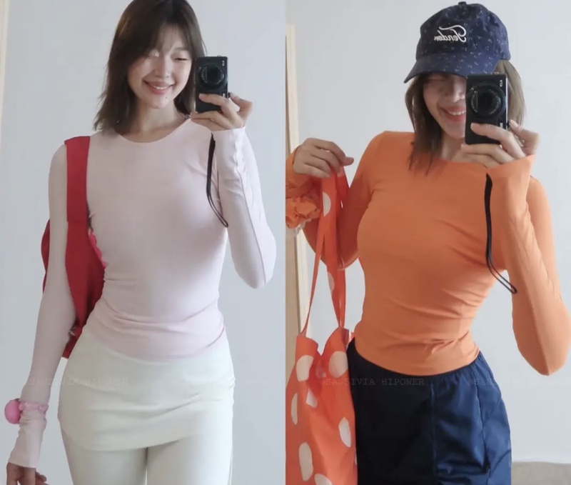 Mask T-Shirt 7A Grade Antibacterial Regular Shoulder Casual Sports Long-Sleeve Naked-Feel Waist-Cinching Slim-Fit Yoga Running Training Top