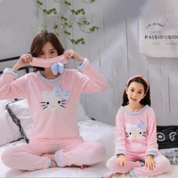 Đồ ngủ cha mẹ trẻ em flannel mẹ phụ nữ mùa thu và mùa đông cô gái sinh viên san hô lông cừu trẻ lớn pijama đẹp cho cả nhà