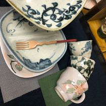 Spot Japan Import Meinrich Burnt Hand Painted handmade Tanggrass cherry blossom Four Corners Dinner Plate Sushi Delivery Gifts